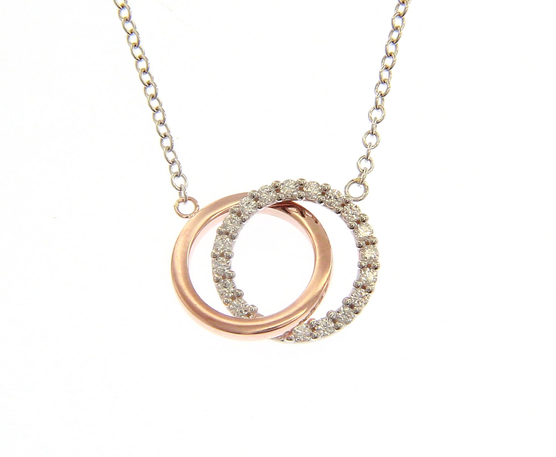 Κολιέ με ζιργκόν απο λευκό και ροζ χρυσό κ9 